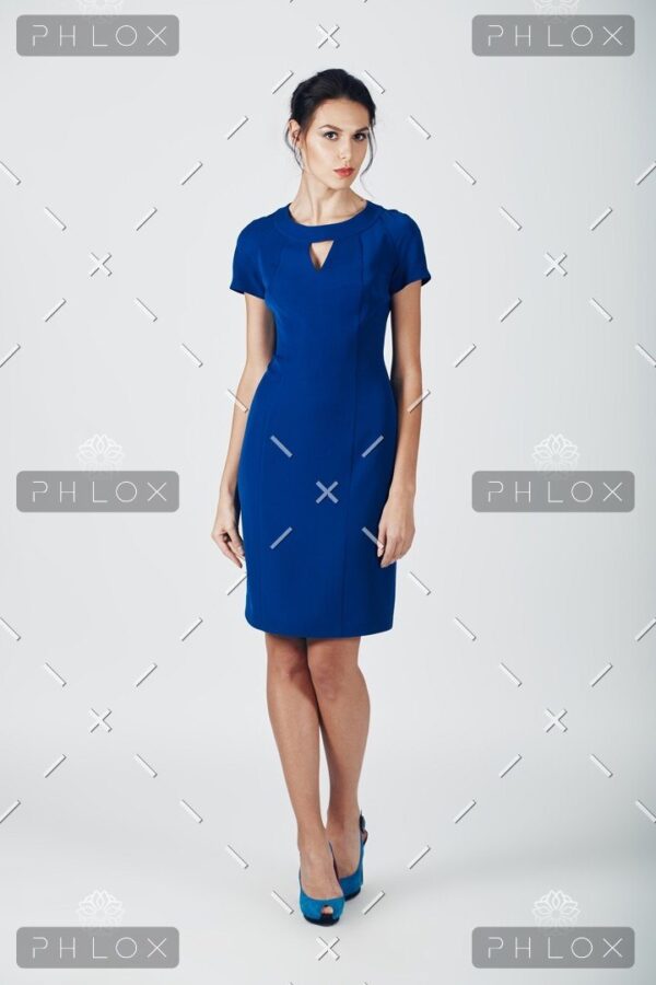 demo-attachment-94-fashion-photo-of-young-magnificent-woman-in-a-PGZVJCU Blue Cap Sleeved Midi Dress